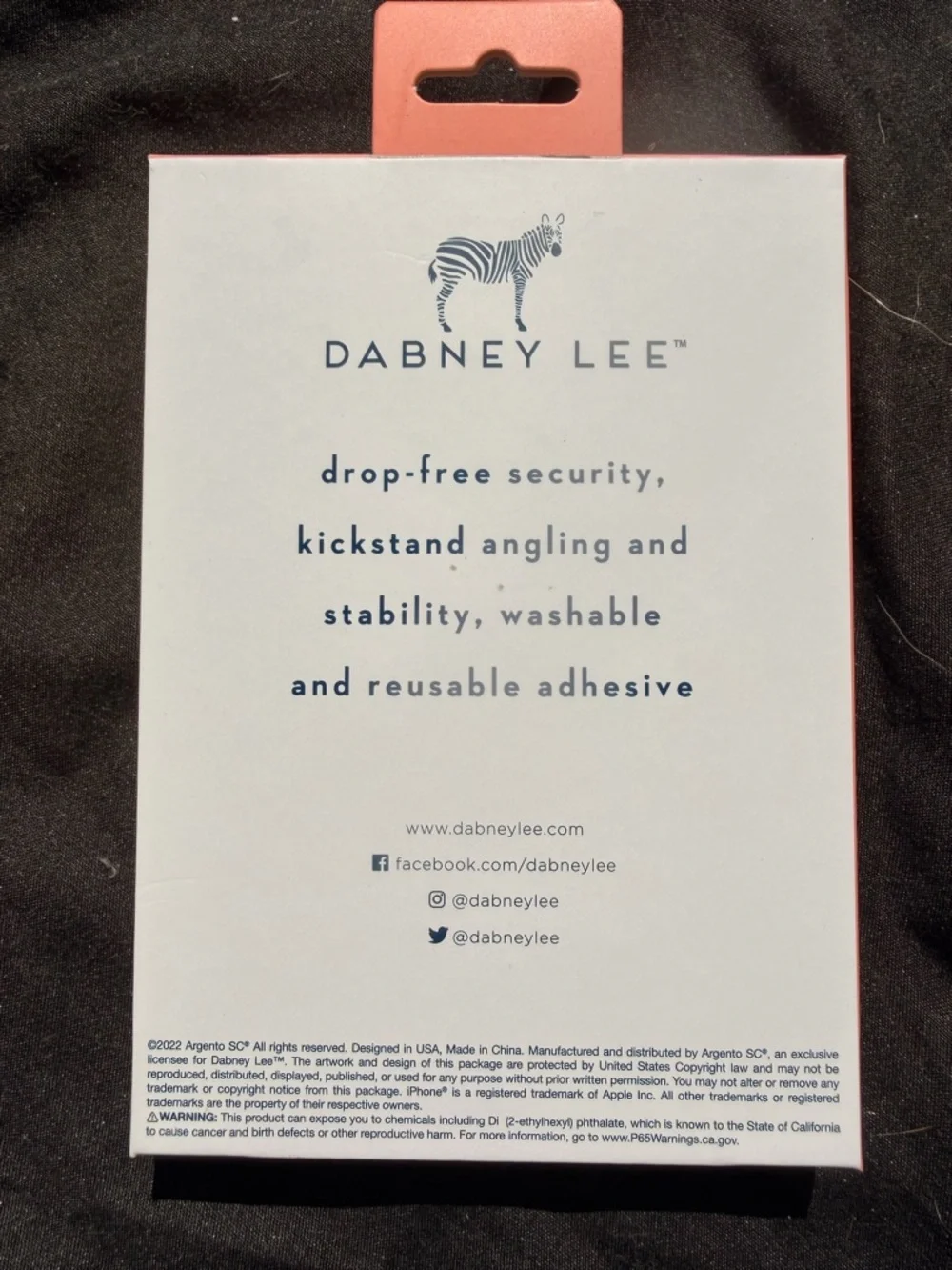 Dabney Lee White Phone Ring Holder Packaging